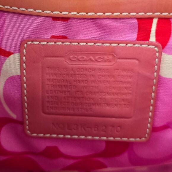 Coach Butterfly Patch Wicker/Straw and Leather Trim  Double Handle Tote Bag - Picture 8 of 11